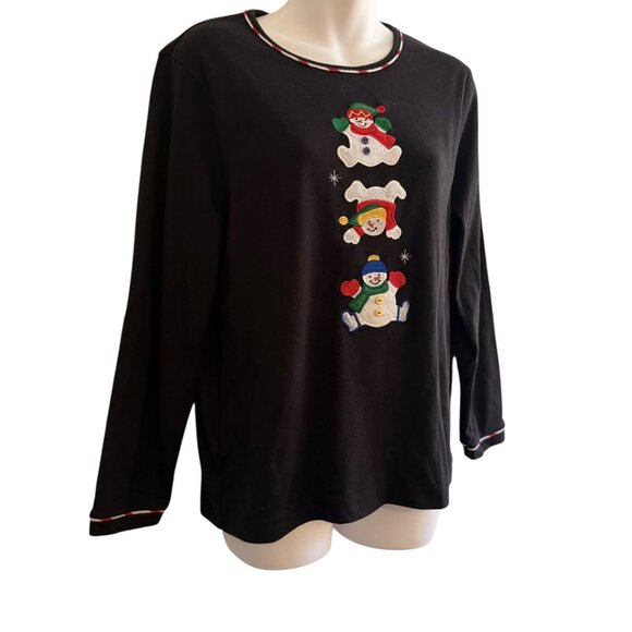 Festive Snowman Embroidered Christmas Top | Mercer Street PXL - Picture 3 of 10